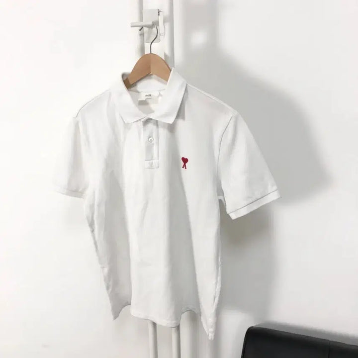 [BUNJANG] AMI Paris Heart Logo PK T-shirt White / 아미 정품 스몰하트 pk티 화이트