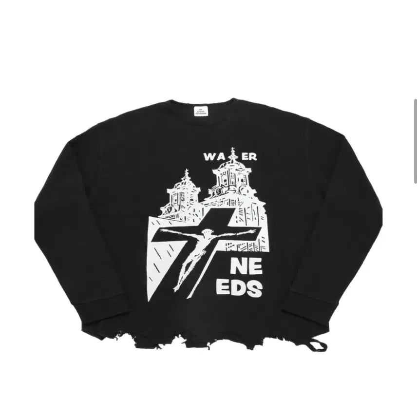 [BUNJANG] MJD Distressed Waffle Long Sleeve Black / MJD 디스트레스드 와플 롱슬리브 블랙