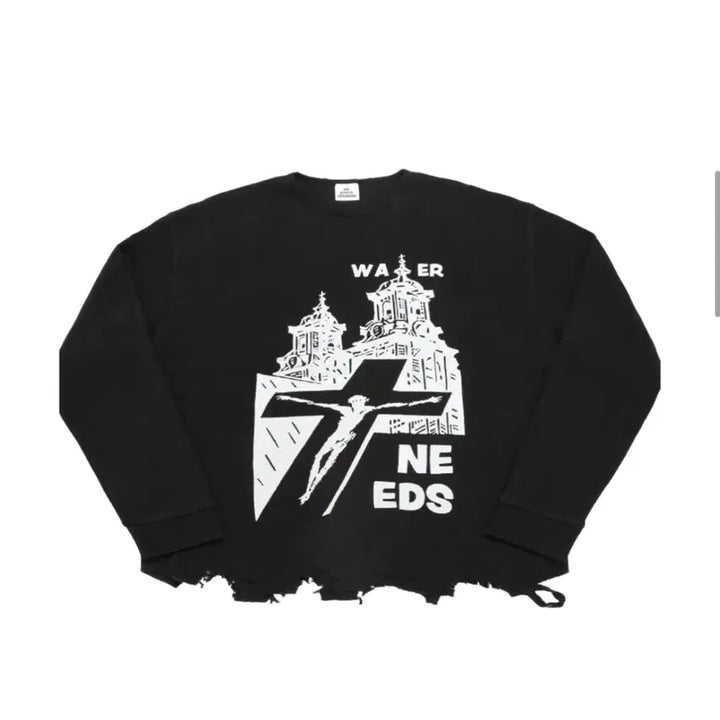 [BUNJANG] MJD Distressed Waffle Long Sleeve Black / MJD 디스트레스드 와플 롱슬리브 블랙