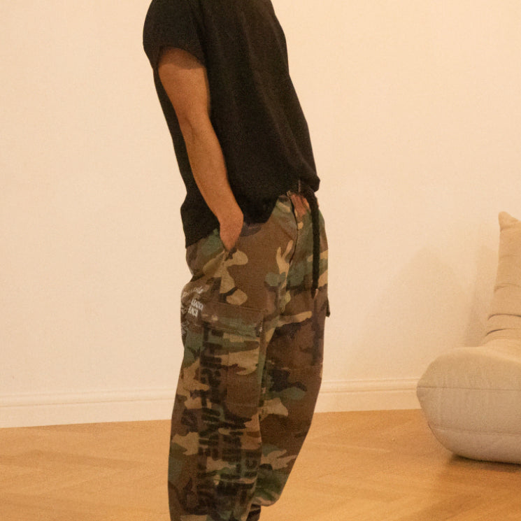 [BUNJANG] Gathergeois Camouflage Cargo Pants / 라지 ) 게더레이지 / 카모플라쥬 카고팬츠 /