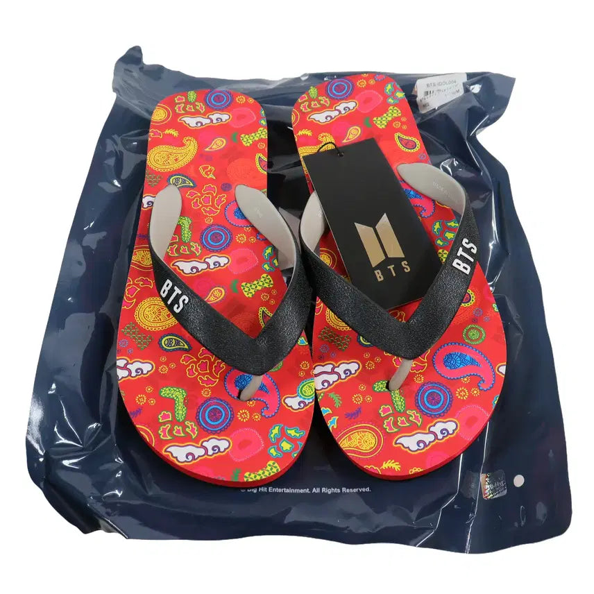 [BUNJANG] BTS IDOL Official Flip Flop Sandals Red 240mm / BTS 방탄소년단 IDOL 공식 굿즈 플립플랍 샌들 레드 240