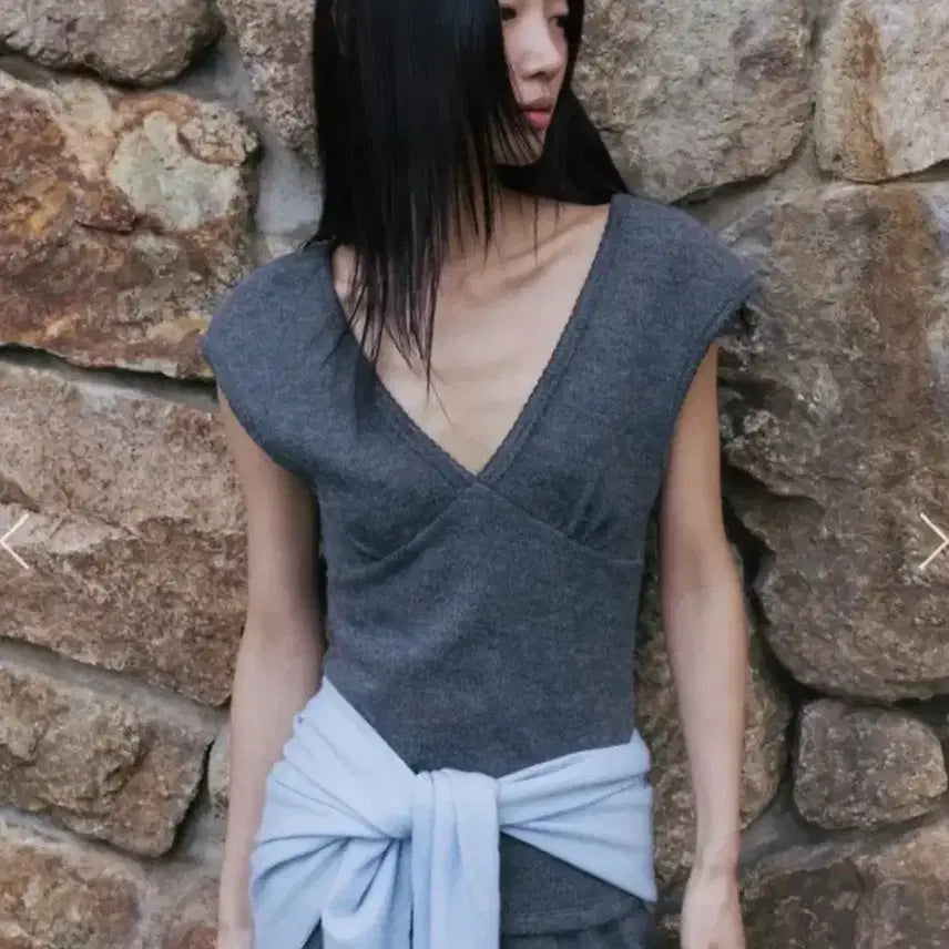 [BUNJANG] Monoha Scallop Cap Sleeve Top Grey / 모노하 scallop cap sleeve top grey