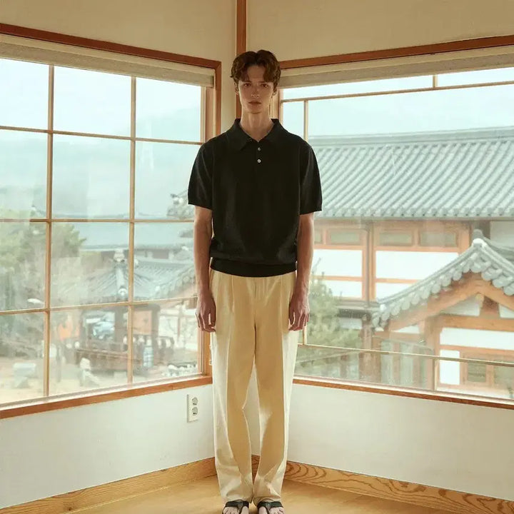 [BUNJANG] Belief Short-Sleeve Collar Knit T-Shirt / 벨리프 반팔 카라 니트 새제품 싸게 팔아요