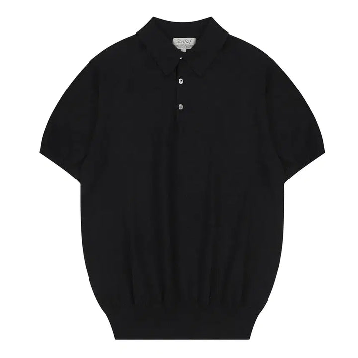 [BUNJANG] Belief Short-Sleeve Collar Knit T-Shirt / 벨리프 반팔 카라 니트 새제품 싸게 팔아요