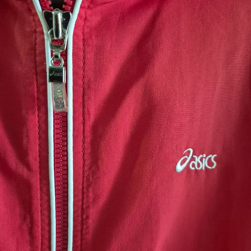 [BUNJANG] ASICS Half-Sleeve Hoodie Windbreaker Red / 아식스 반팔 후드 바람막이 레드