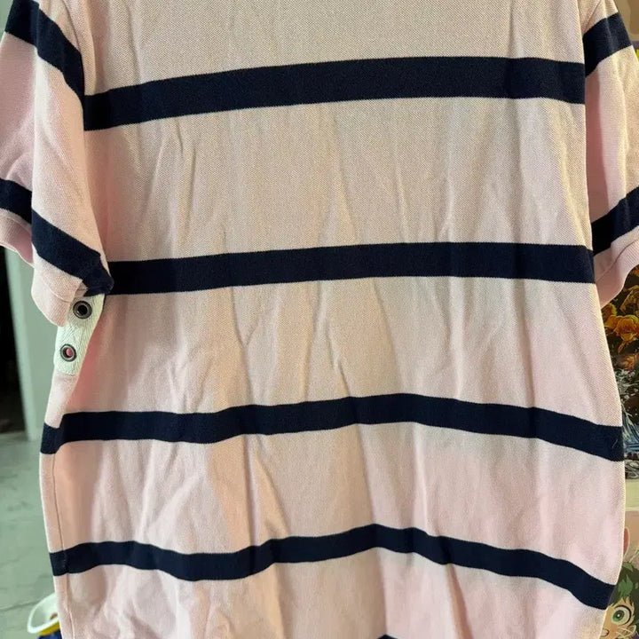 [BUNJANG] Polo Ralph Lauren Pink Stripe Short Sleeve Polo Shirt / 폴로 랄프로렌 핑크 스트라이프 반팔 카라티