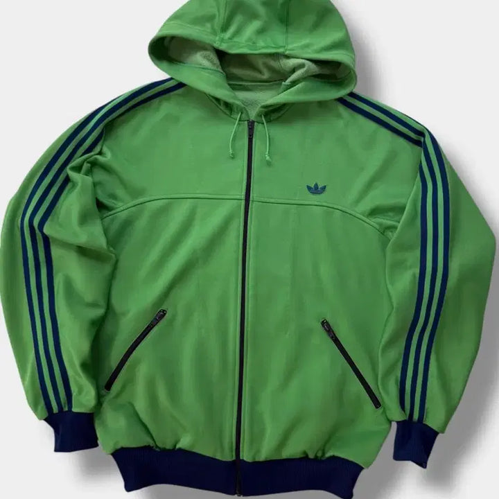 [BUNJANG] Adidas West Germany 80s Hooded Zip-Up Jacket Green Navy / 아디다스 80s 서독제 후드집업 그린 네이비