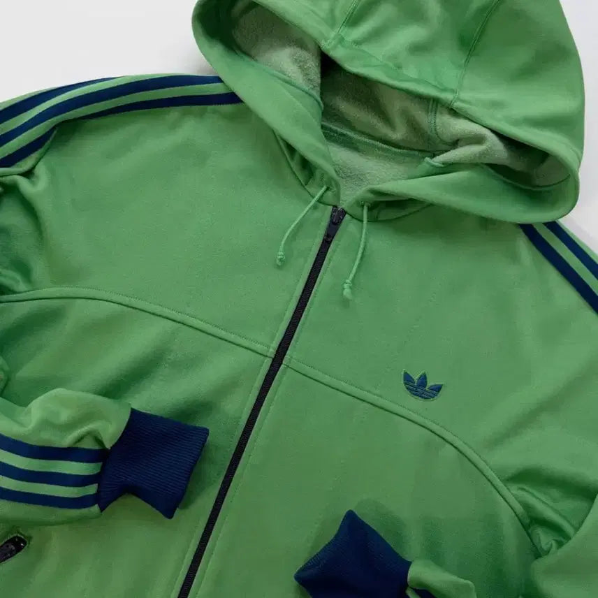 [BUNJANG] Adidas West Germany 80s Hooded Zip-Up Jacket Green Navy / 아디다스 80s 서독제 후드집업 그린 네이비
