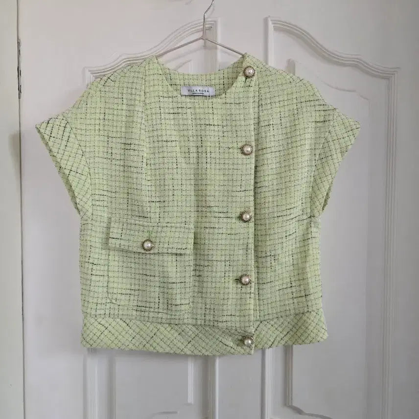 [BUNJANG] Mint Tweed Vest Jacket / 연두색 트위드 베스트 자켓
