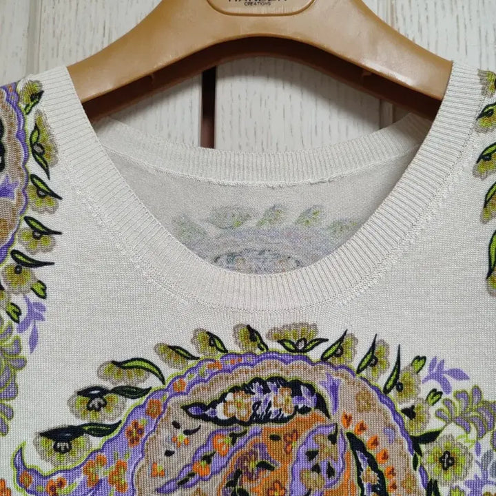 [BUNJANG] Etro Silk &amp; Lycra Knit Paisley Short Sleeve Top / 에트로 니트 반팔