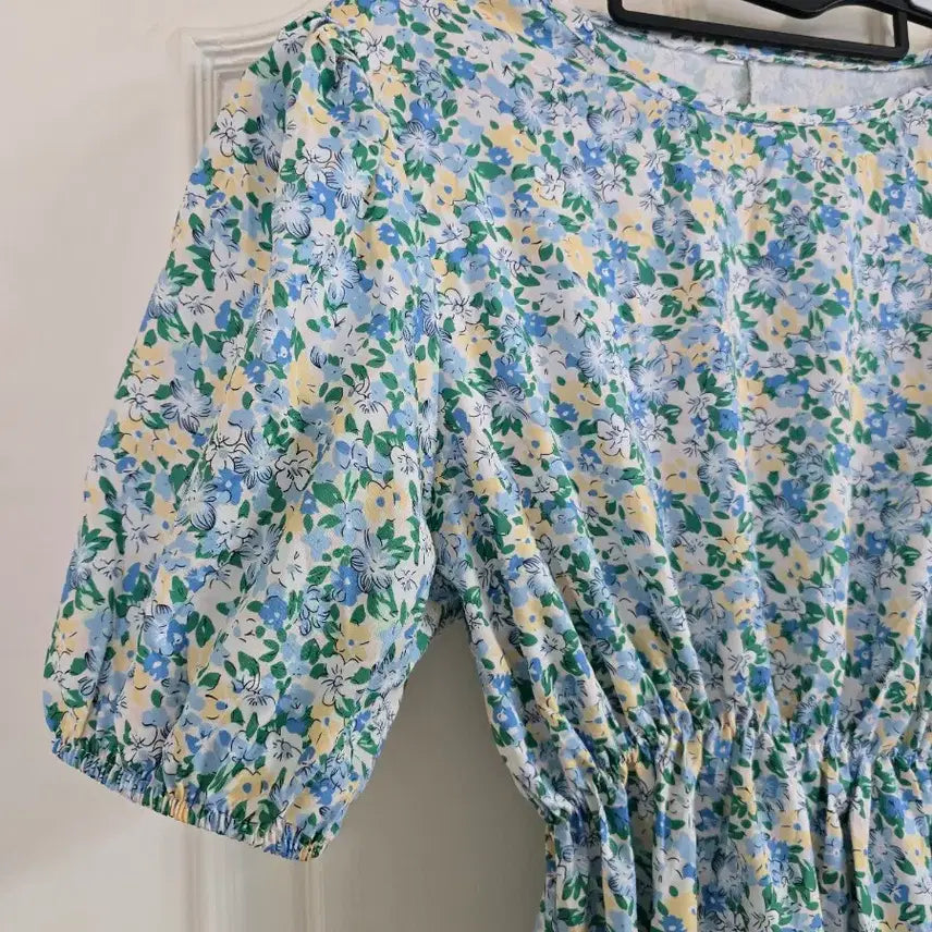 [BUNJANG] Flower Pattern Long Dress with Waist Banding / 플라워 허리밴딩 원피스