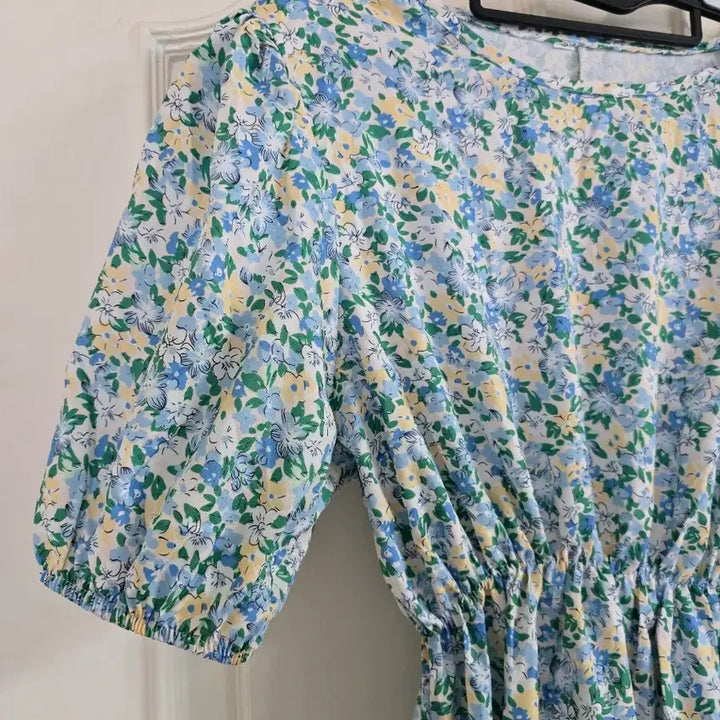[BUNJANG] Flower Pattern Long Dress with Waist Banding / 플라워 허리밴딩 원피스