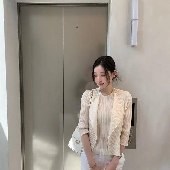 [BUNJANG] Aubezest Lua Pleats Cardigan Set / [새상품]오브제스트 플리츠 가디건 루아 플리츠 나시가디건 3color