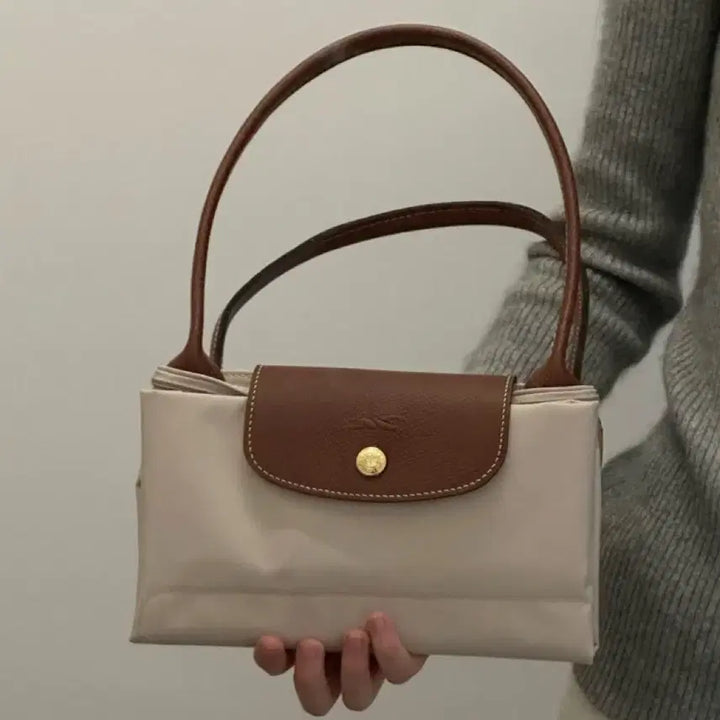 [BUNJANG] Longchamp Le Pliage Ivory Shoulder Bag / 롱샴 르 플리아쥬 아이보리 숄더백