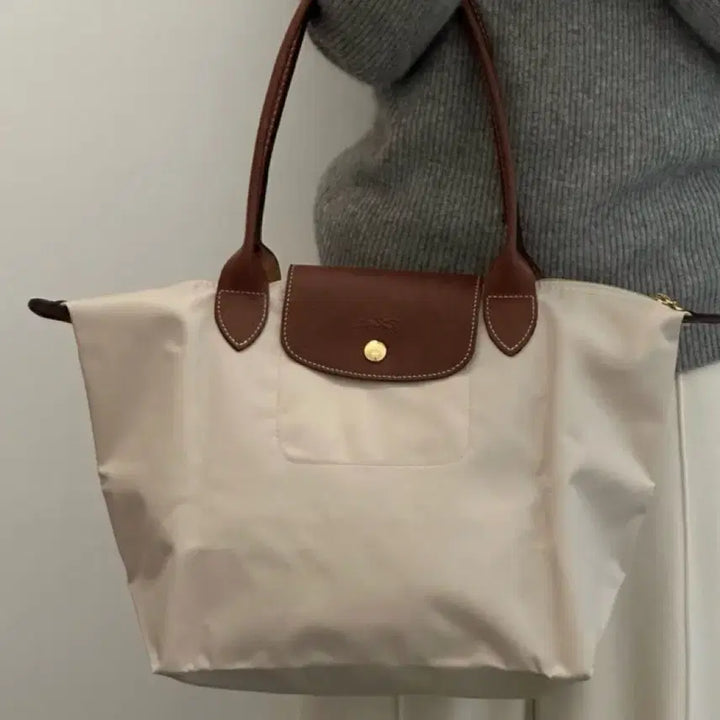 [BUNJANG] Longchamp Le Pliage Ivory Shoulder Bag / 롱샴 르 플리아쥬 아이보리 숄더백
