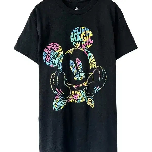 [BUNJANG] Disney Rainbow Lettering Graphic T-Shirt / [S] DISNEY 디즈니 레인보우레터링 그래픽 반팔티