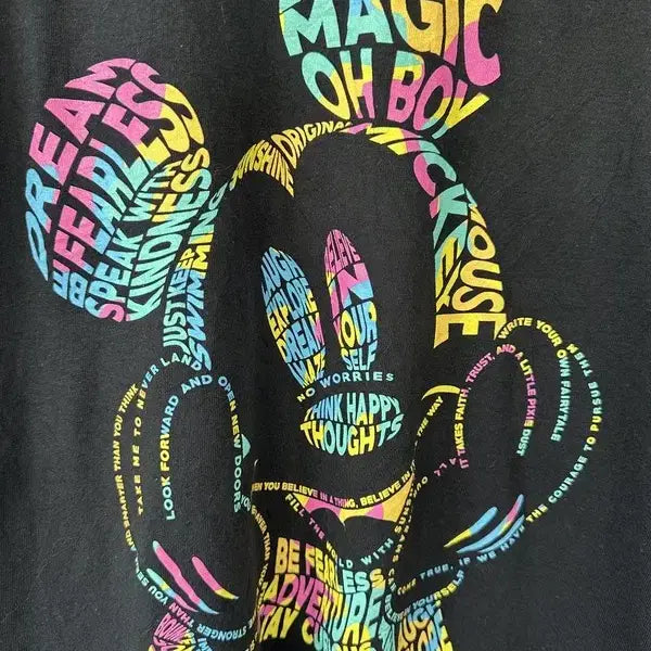 [BUNJANG] Disney Rainbow Lettering Graphic T-Shirt / [S] DISNEY 디즈니 레인보우레터링 그래픽 반팔티