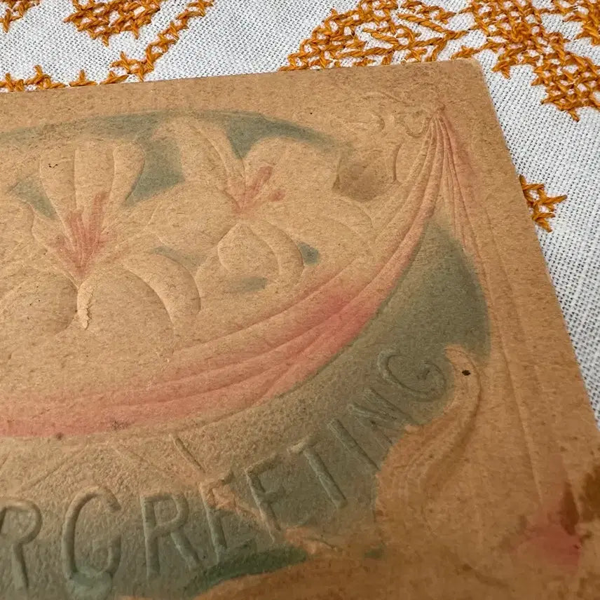 [BUNJANG] Antique Postcard Embossed Lace and Floral Design (1900s) / 앤틱엽서 꽃과레이스 색감이다함