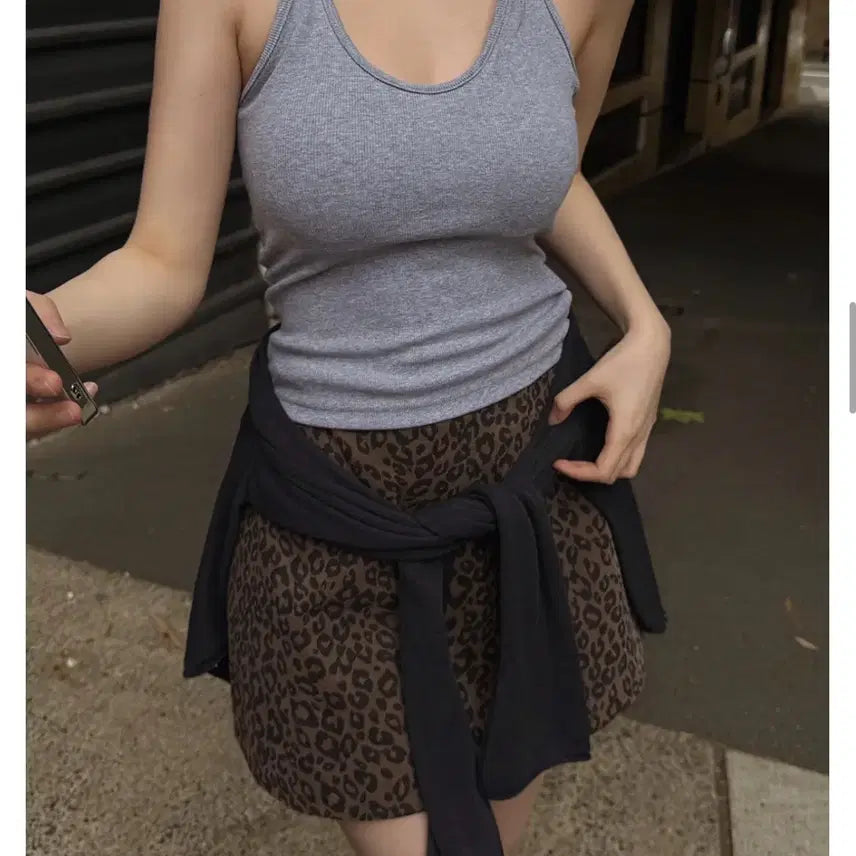 [BUNJANG] Slowand Leopard Mini Skirt L / 슬로우앤드 레오파드 미니스커트L