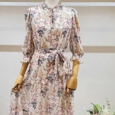 [BUNJANG] Michaa Flower Pattern Chiffon Long Dress / it MICHAA 잇미샤 플라워 패턴 쉬폰 롱 원피스