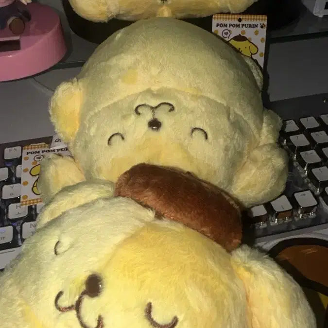 [BUNJANG] Sanrio Pompompurin Plush Pillow / (정품) 산리오 밥먹고 누워자는 폼폼푸린 복슬 돼지 푸딩 덩어리 복부비만