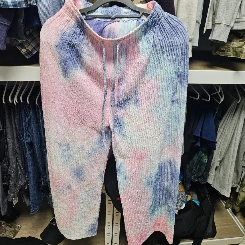 [BUNJANG] Tie-Dye Pleated Pants Pink/Blue Size 55 / 타이다이 주름 바지 핑크 블루 55