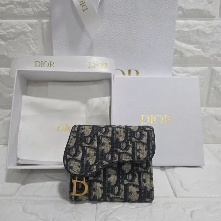 [BUNJANG] Dior Saddle Lotus Wallet Blue Oblique Jacquard / [S급/정품]디올 새들 로터스 지갑 블루