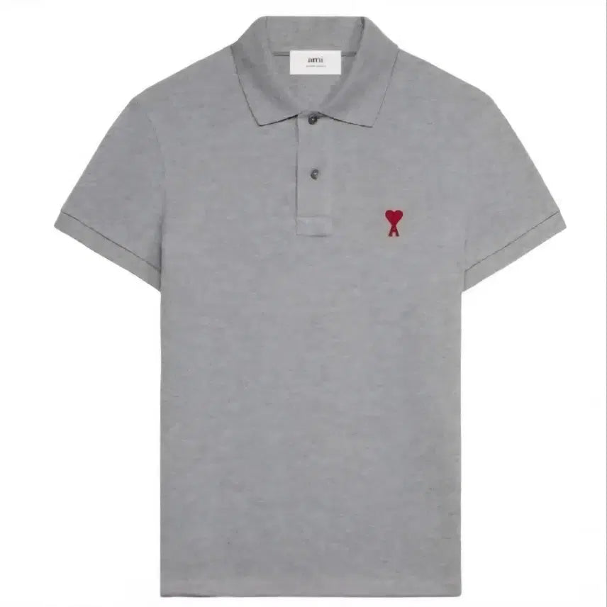 [BUNJANG] AMI Paris Small Heart Short Sleeve Polo T-Shirt Grey / 한정수량) 아미 PK  스몰 하트 반팔 카라티 그레이