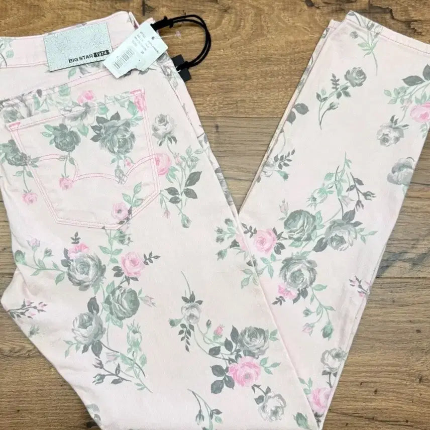 [BUNJANG] Flower Pattern Cotton Pants Pink Size 30 / 플라워 패턴 여성 바지 수입 핑크30