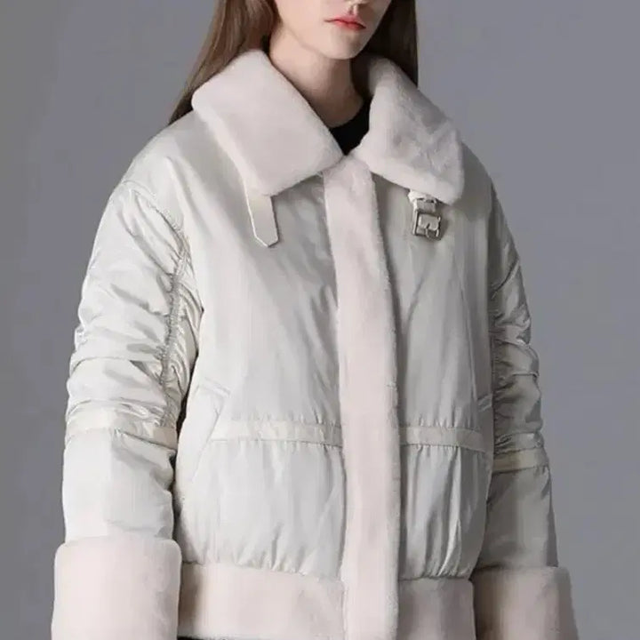 [BUNJANG] Cellevi Premium Australian Merino Wool Trimmed Goose Down Puffer Jacket (Ivory) / 호주산 천연양모 트리밍 구스다운