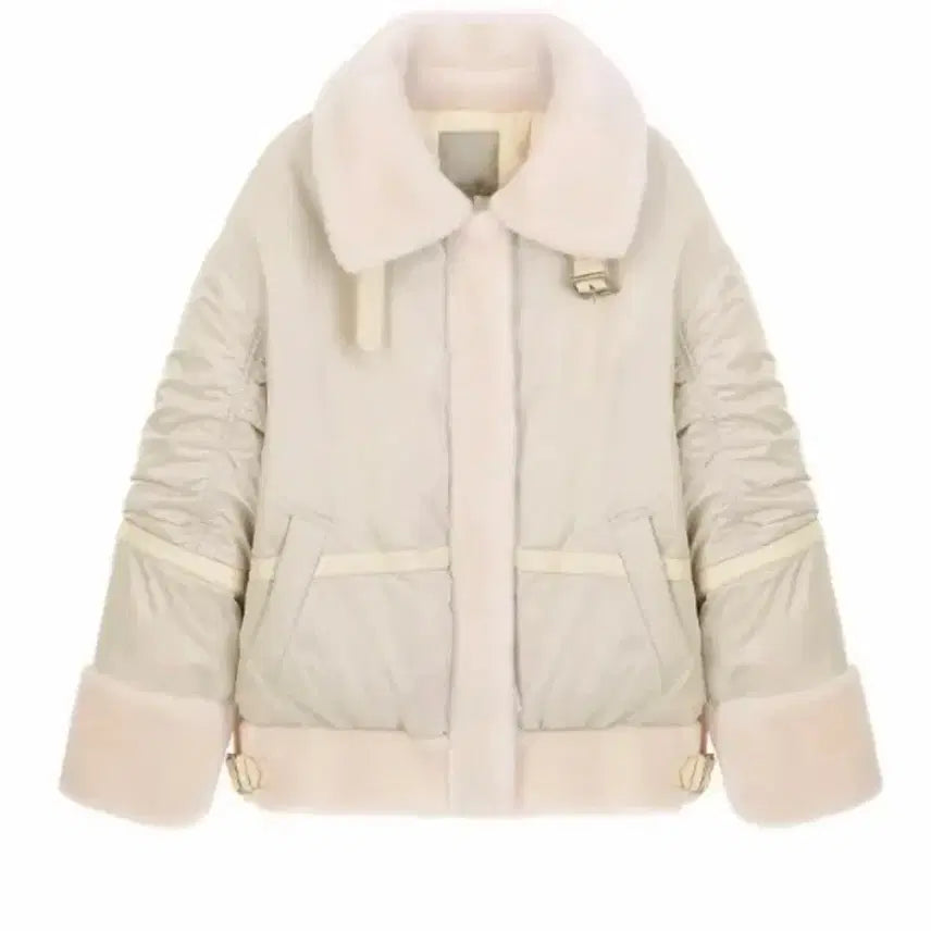 [BUNJANG] Cellevi Premium Australian Merino Wool Trimmed Goose Down Puffer Jacket (Ivory) / 호주산 천연양모 트리밍 구스다운