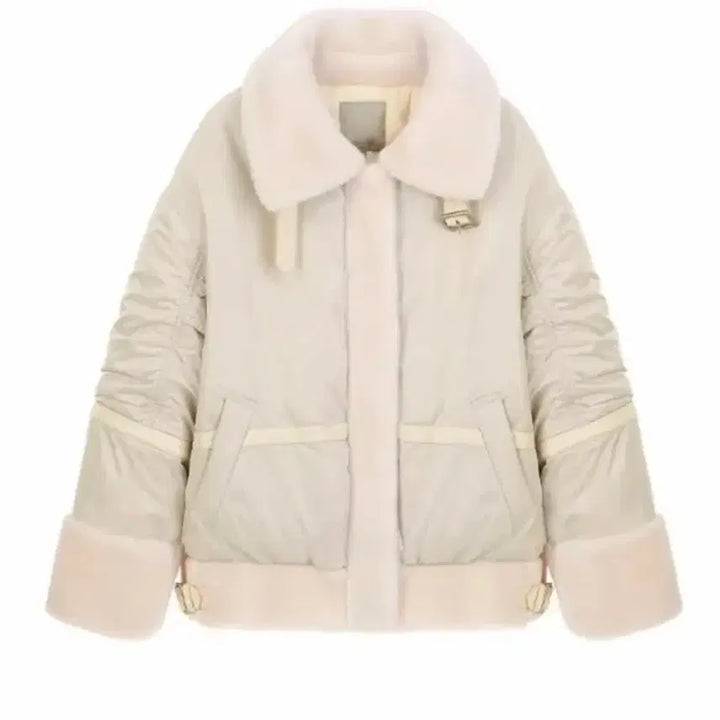 [BUNJANG] Cellevi Premium Australian Merino Wool Trimmed Goose Down Puffer Jacket (Ivory) / 호주산 천연양모 트리밍 구스다운