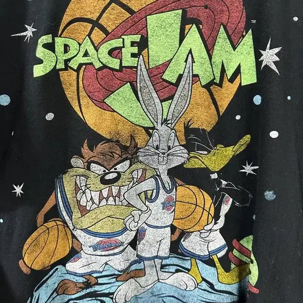 [BUNJANG] Space Jam Character Vintage Cartoon Short Sleeve T-Shirt / [L] SPACE JAM 캐릭터 빈티지 카툰 반팔티