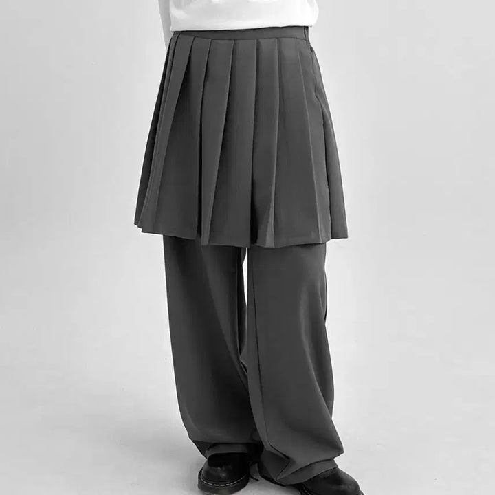 [BUNJANG] Black Up Layered Skirt Pants Set / 블랙업 레이어드 스커트 팬츠 세트