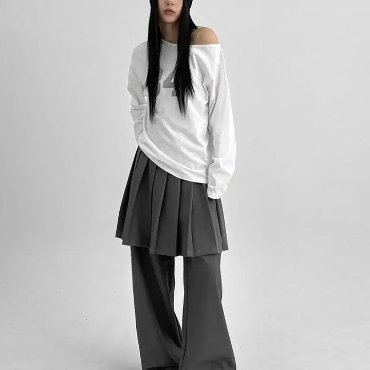 [BUNJANG] Black Up Layered Skirt Pants Set / 블랙업 레이어드 스커트 팬츠 세트