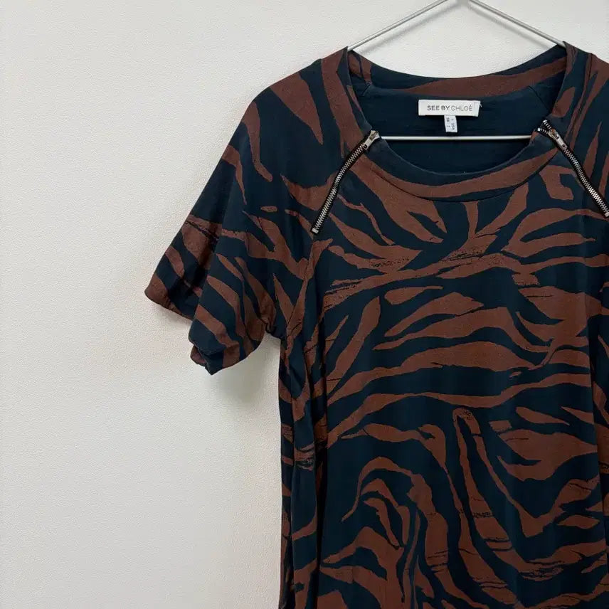[BUNJANG] See By Chloe Zebra Pattern Midi Dress / 씨바이끌로에 지브라 패턴 미디 원피스