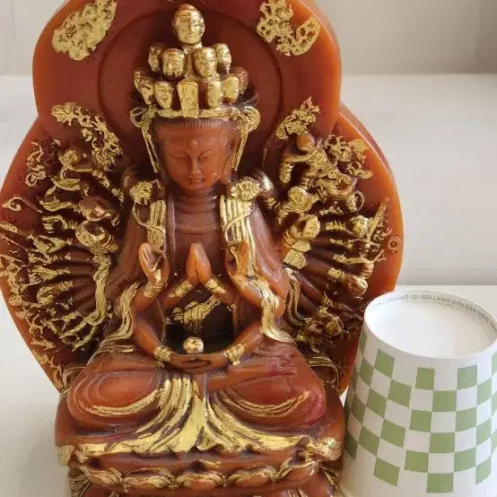[BUNJANG] Amber Thousand-Hand Guanyin Buddha Statue / 호박 천수천안 관세음보살