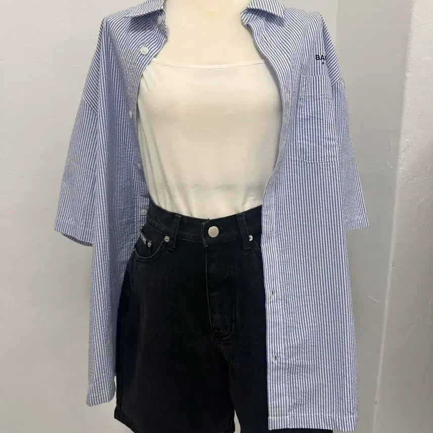 [BUNJANG] Jaju Blue Stripe Shirt / jaju 블루 스트라이프 셔츠