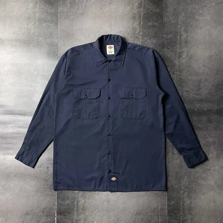 [BUNJANG] Dickies Vintage Navy Flap Pocket Work Shirt / DICKIES 디키즈 빈티지 네이비 플랩포켓 워크 셔츠 A00947
