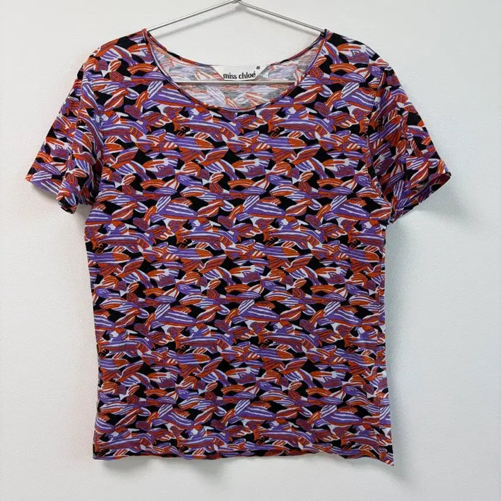 [BUNJANG] Miss Chloe Pattern Short Sleeve T-Shirt / 미스 chloe 패턴 반팔 티셔츠