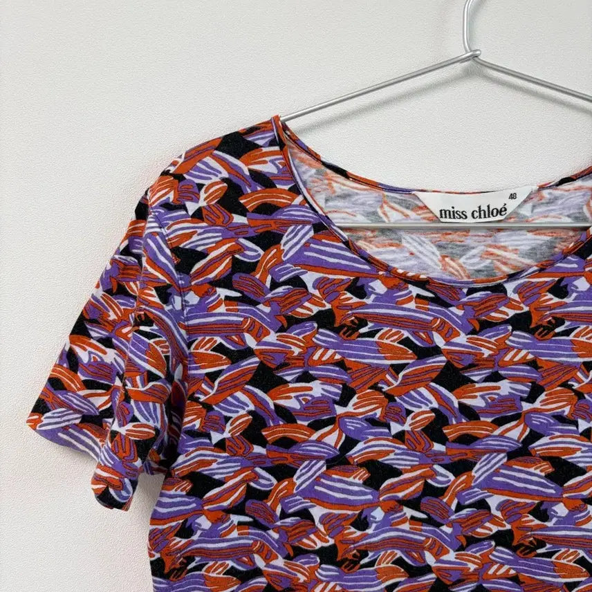 [BUNJANG] Miss Chloe Pattern Short Sleeve T-Shirt / 미스 chloe 패턴 반팔 티셔츠