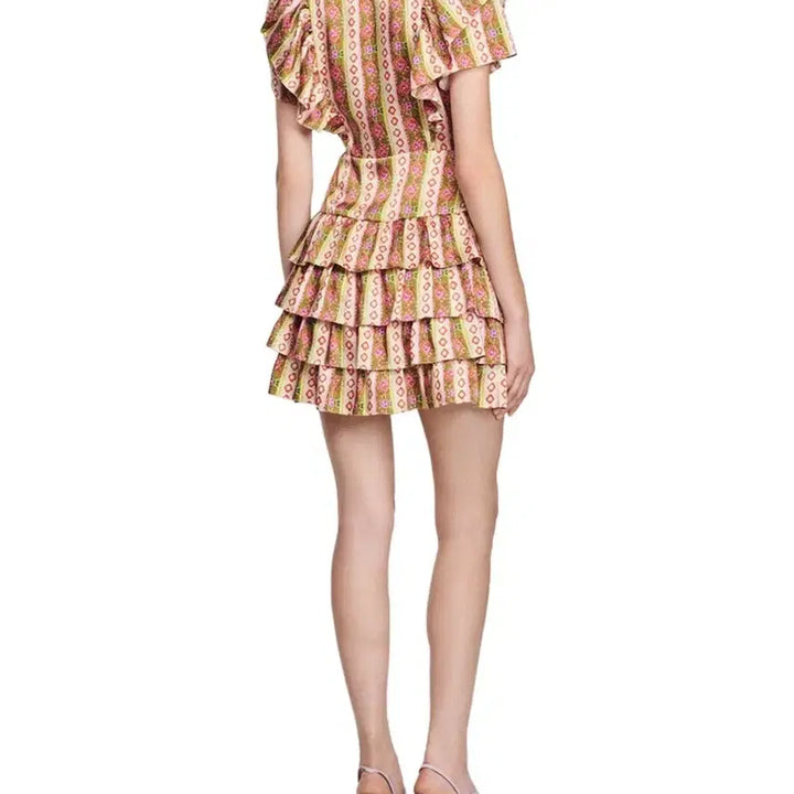 [BUNJANG] Sandro Paisley Ruffle Mini Dress Size 36 / 산드로 페이즐리 프릴 캉캉 미니 원피스 36사이즈