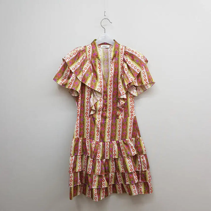 [BUNJANG] Sandro Paisley Ruffle Mini Dress Size 36 / 산드로 페이즐리 프릴 캉캉 미니 원피스 36사이즈