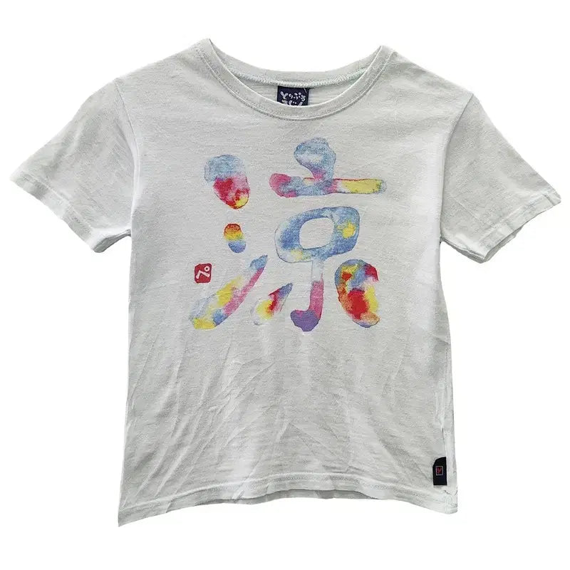 [BUNJANG] Vintage Kitsch Printing Light Blue Short Sleeve T-Shirt / 빈티지 키치 프린팅 라이트 블루 반팔 티