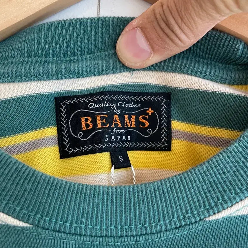 [BUNJANG] BEAMS PLUS Border T-Shirt Green Cotton / 빔즈플러스 보더 티셔츠