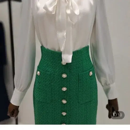 [BUNJANG] MOJO.S.FINE V-Neck Scarf Blouse (New) / 모조에스핀  브이넥 스카프 블라우스(새상품)