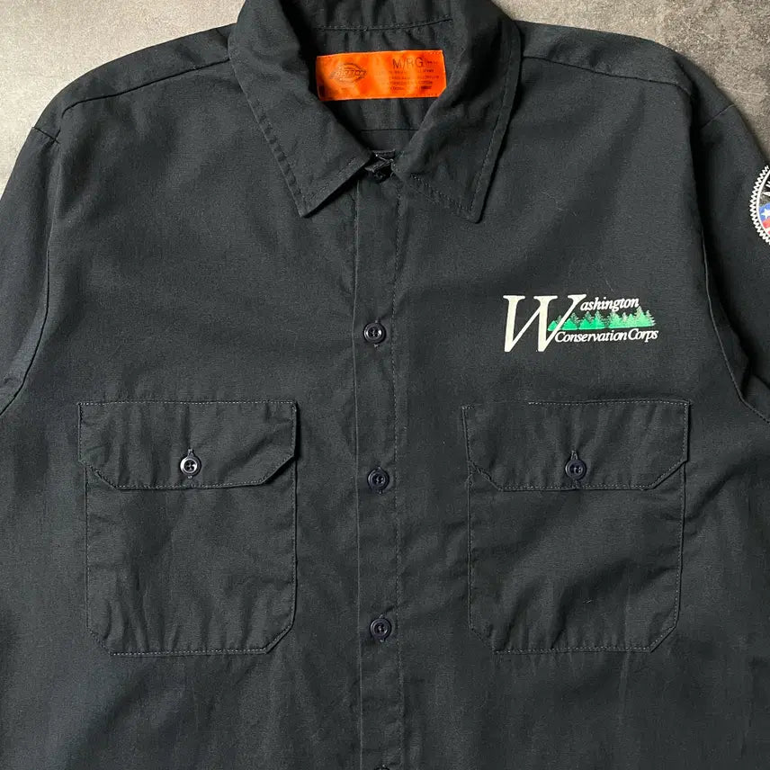 [BUNJANG] Dickies Vintage Navy Flap Pocket Work Shirt / DICKIES 디키즈 빈티지 네이비 플랩포켓 워크 셔츠 A00948
