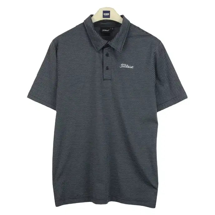 [BUNJANG] Titleist Golf Short-Sleeve Polo Shirt (Size 100, Grey Stripe) / 21329 타이틀리스트 골프 반팔 카라티 100 반팔티 티셔츠 브랜구제