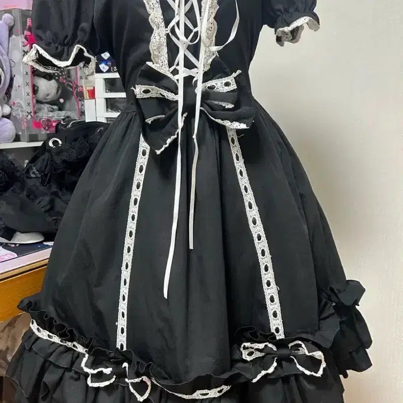[BUNJANG] Bodyline Gothic Ribbon Dress / 바디라인 bodyline 고스로리 고스 고딕리본 원피스
