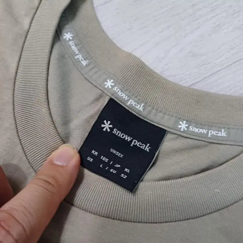 [BUNJANG] Snow Peak Printing Short Sleeve T-Shirt Beige Size 105 / 스노우피크 프린팅 반팔 티셔츠 베이지 105사이즈